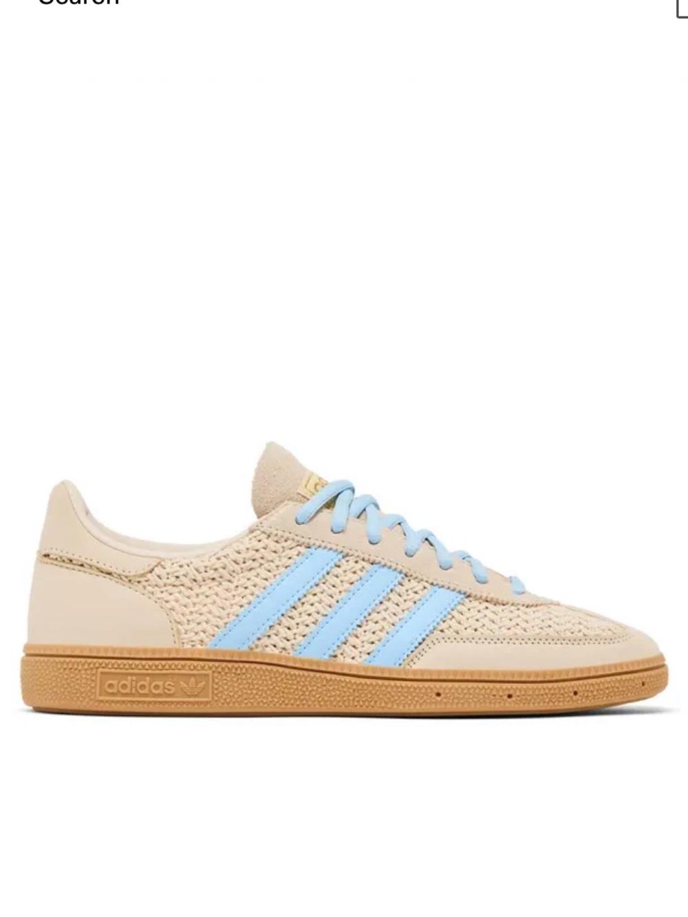 Brand New never worn Adidas Handball Spezial — Sand with Sky Blue Stripes